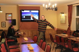 Hywel doing his special Dad Dancing or something.